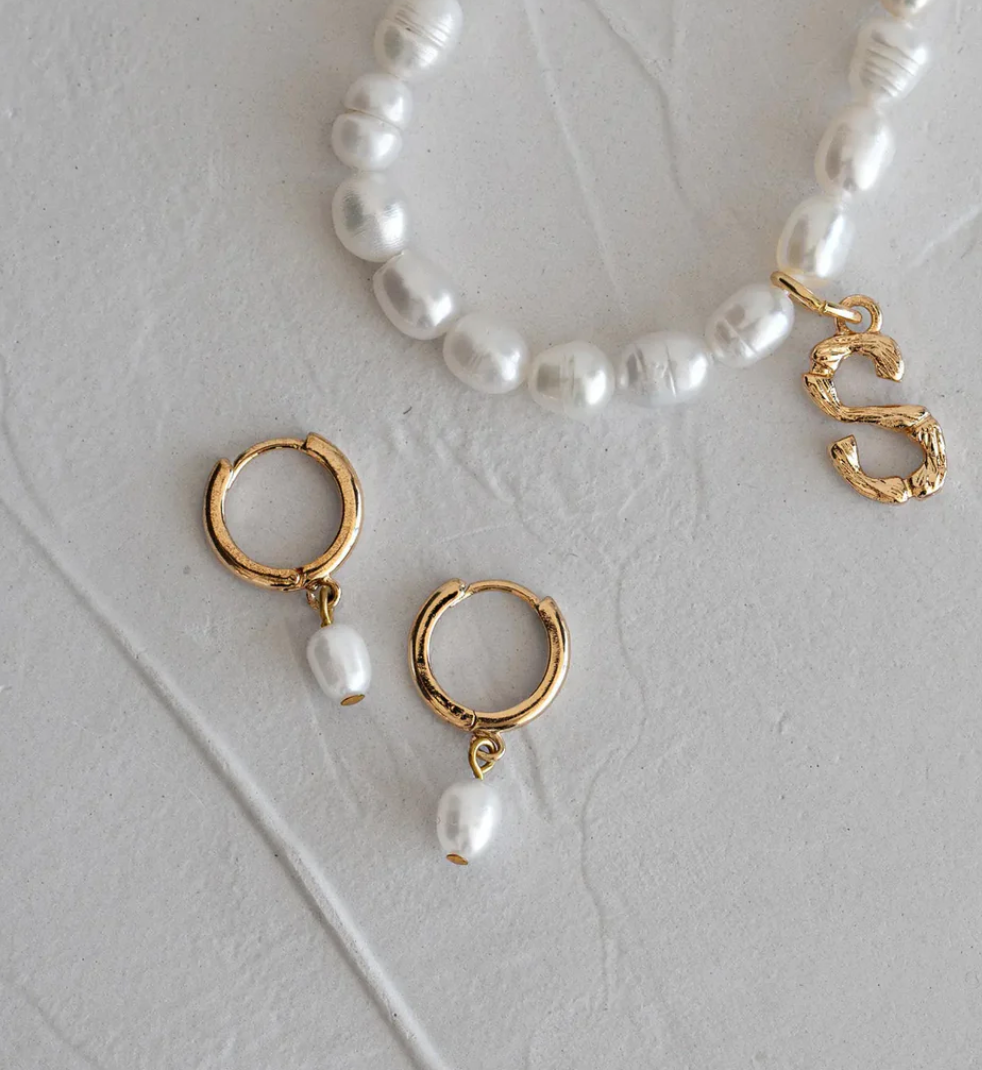 timi Pearl Small - hoop Earrings-gold