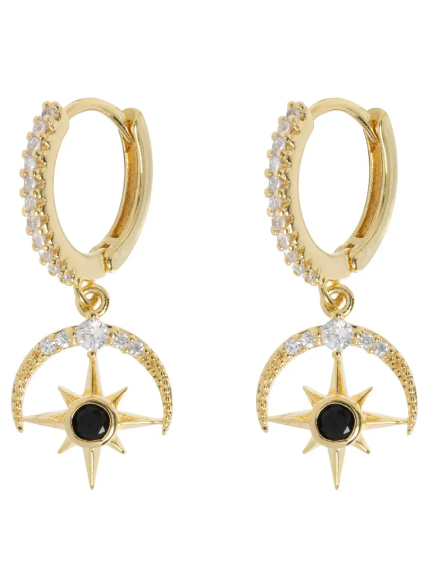 timi Elvira - Moon and Star Crystal Hoop Earring